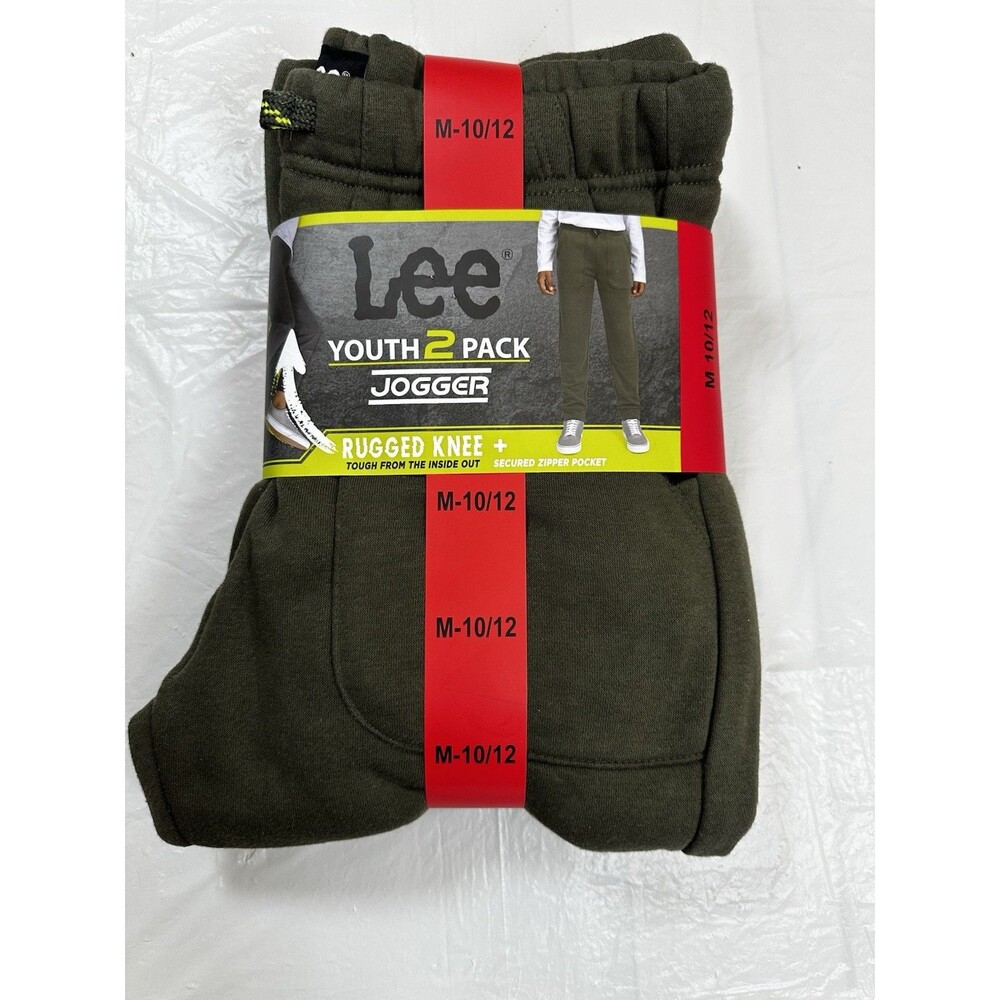Lee Youth Boys 2 Pack Rugged Knee Joggers Pants Medium 10/12 Green /Gray NWT